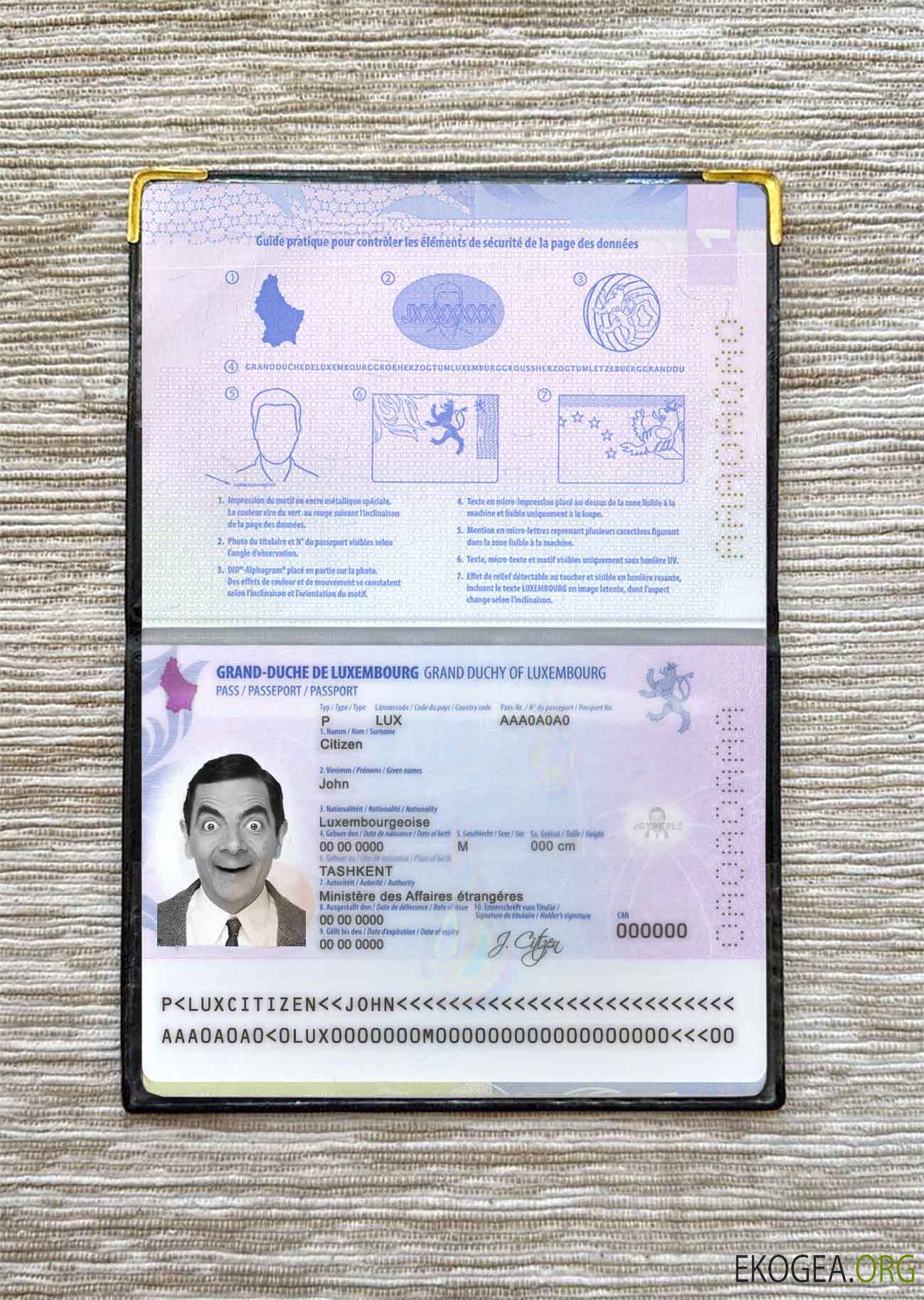 Look photo du passeport luxembourgeois